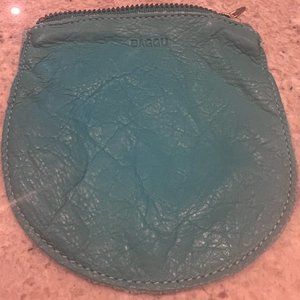 Small leather Baggu pouch, teal